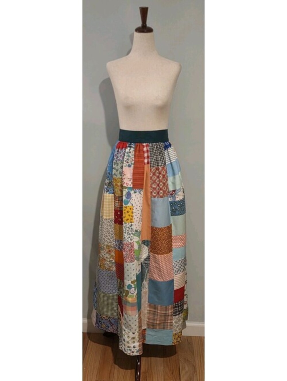 Handmade Vintage Patchwork Maxi Skirt 60s 70s Colorful